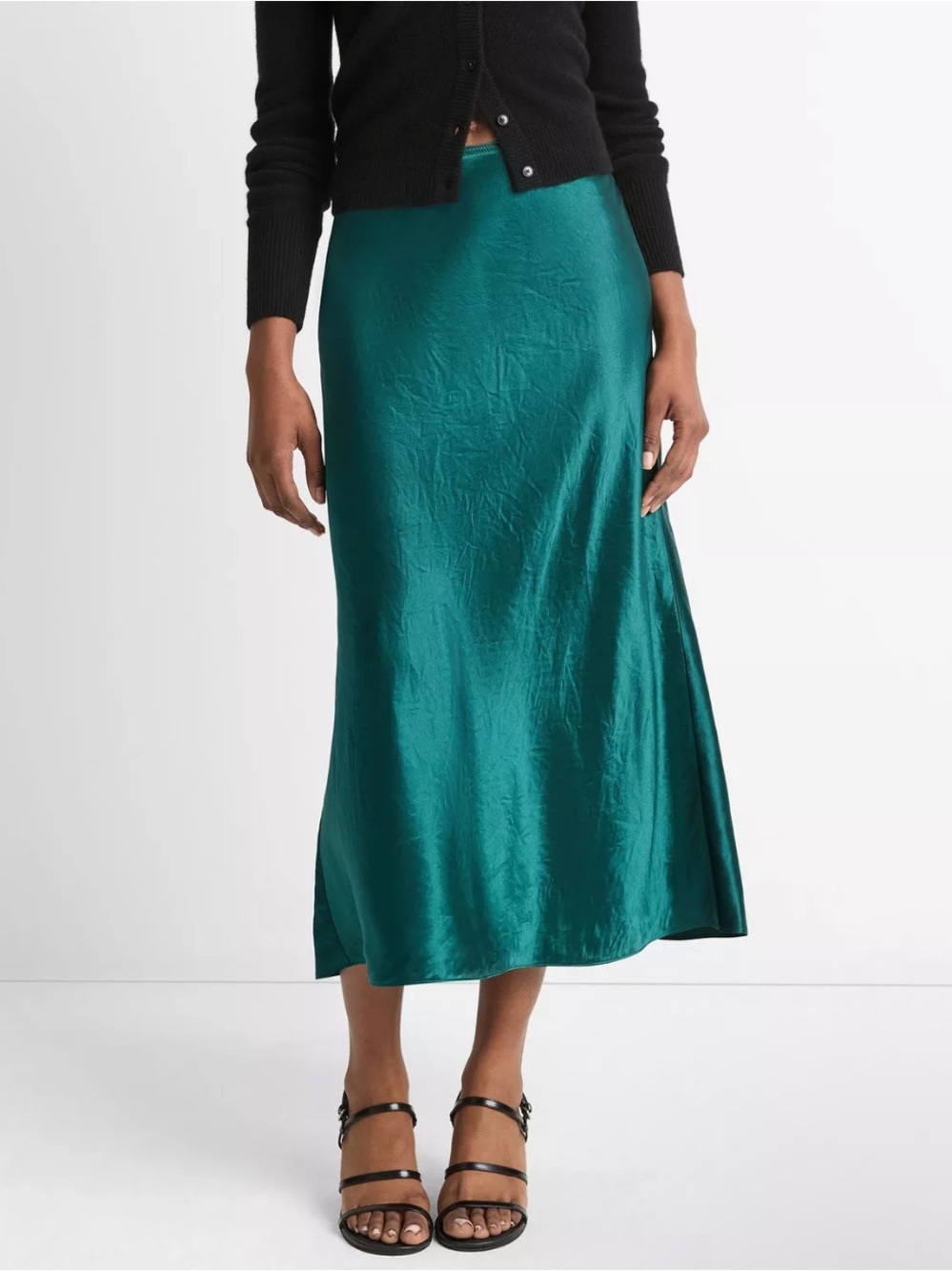 Vince Satin Midi Slip Skirt